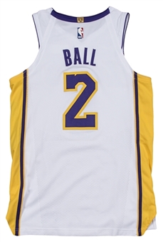 2017-18 Lonzo Ball Rookie Game Used Los Angeles Lakers White Jersey Used on 11/22/17 (NBA/Meigray)
